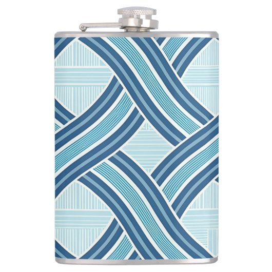 Blaue Linienmuster Flachmann (Vorderseite)