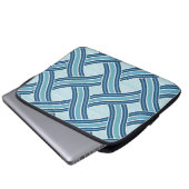 Blaue Linienmuster Laptopschutzhülle (Vorne Knopf)