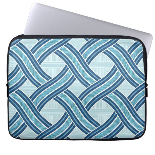 Blaue Linienmuster Laptopschutzhülle (Vorderseite)