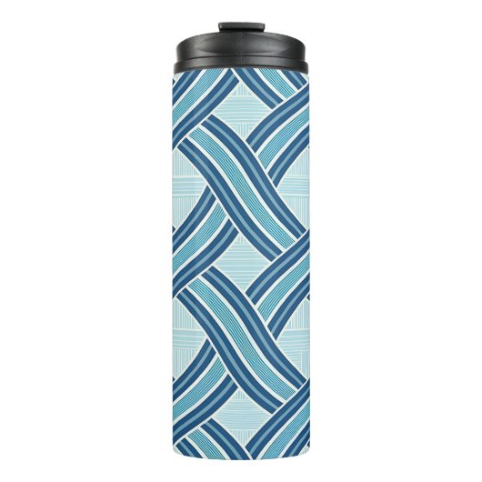 Blaue Linienmuster Thermosbecher (Vorderseite)