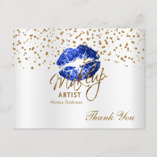 Blaue Lippen auf Weiß Postkarte