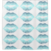 Blaue Lippen Duschvorhang (Vorderseite)