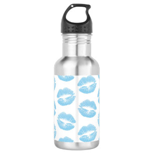Blaue Lippen, Lippenmuster, Blauer Lippenstift, Ku Edelstahlflasche