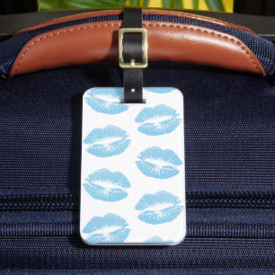 Blaue Lippen, Lippenmuster, Blauer Lippenstift, Ku Gepäckanhänger