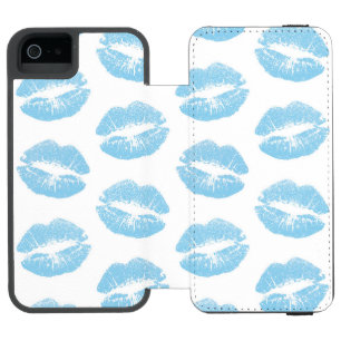 Blaue Lippen, Lippenmuster, Blauer Lippenstift, Ku Incipio Watson™ iPhone 5 Geldbörsen Hülle
