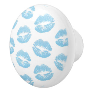 Blaue Lippen, Lippenmuster, Blauer Lippenstift, Ku Keramikknauf