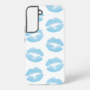 Blaue Lippen, Lippenmuster, Blauer Lippenstift, Ku Samsung Galaxy Hülle