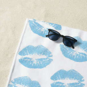 Blaue Lippen, Lippenmuster, Blauer Lippenstift, Ku Strandtuch