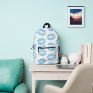 Blaue Lippen, Lippenmuster, blauer Lipstick, Kuss Bedruckter Rucksack