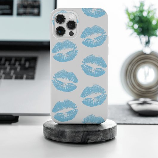 Blaue Lippen, Lippenmuster, blauer Lipstick, Kuss Case-Mate iPhone Hülle