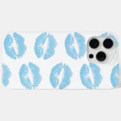 Blaue Lippen, Lippenmuster, blauer Lipstick, Kuss Case-Mate iPhone Hülle (Rückseite (Horizontal))