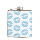 Blaue Lippen, Lippenmuster, blauer Lipstick, Kuss Flachmann (Vorderseite)