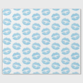 Blaue Lippen, Lippenmuster, blauer Lipstick, Kuss Geschenkpapier (Flach)