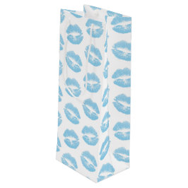 Blaue Lippen, Lippenmuster, blauer Lipstick, Kuss Geschenktüte Für Weinflaschen