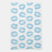 Blaue Lippen, Lippenmuster, blauer Lipstick, Kuss Geschirrtuch (Vertikal)