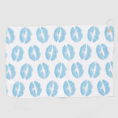 Blaue Lippen, Lippenmuster, blauer Lipstick, Kuss Golfhandtuch (Horizontal)