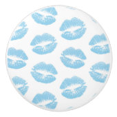 Blaue Lippen, Lippenmuster, blauer Lipstick, Kuss Keramikknauf (Vorderseite)