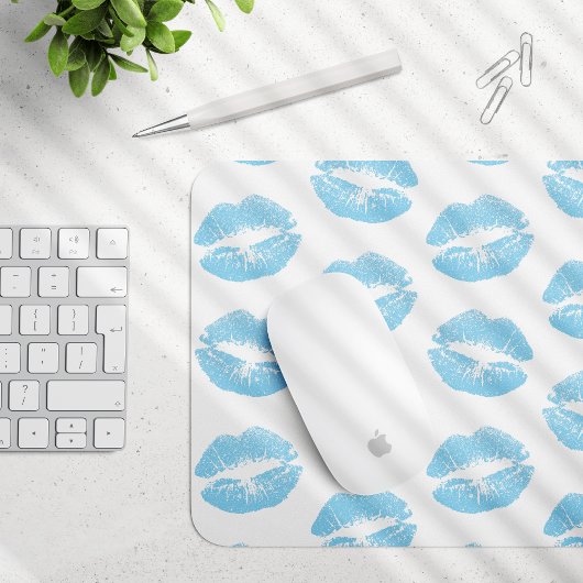 Blaue Lippen, Lippenmuster, blauer Lipstick, Kuss Mousepad