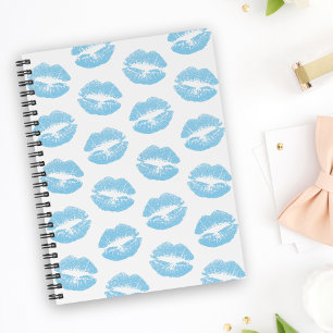 Blaue Lippen, Lippenmuster, blauer Lipstick, Kuss Notizblock