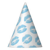 Blaue Lippen, Lippenmuster, blauer Lipstick, Kuss Partyhütchen (Links)