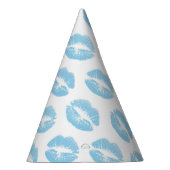 Blaue Lippen, Lippenmuster, blauer Lipstick, Kuss Partyhütchen (Rechts)