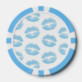 Blaue Lippen, Lippenmuster, blauer Lipstick, Kuss Pokerchips (Vorderseite)