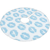 Blaue Lippen, Lippenmuster, blauer Lipstick, Kuss Polyester Weihnachtsbaumdecke (Schrägansicht)