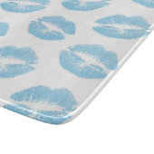 Blaue Lippen, Lippenmuster, blauer Lipstick, Kuss Schneidebrett (Ecke)
