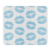 Blaue Lippen, Lippenmuster, blauer Lipstick, Kuss Schneidebrett (Vorderseite)