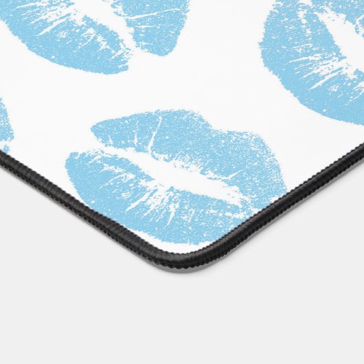 Blaue Lippen, Lippenmuster, blauer Lipstick, Kuss Schreibtischunterlage (Ecke)