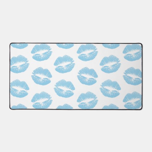 Blaue Lippen, Lippenmuster, blauer Lipstick, Kuss Schreibtischunterlage (Vorderseite)