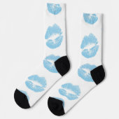 Blaue Lippen, Lippenmuster, blauer Lipstick, Kuss Socken (Linkes Detail)