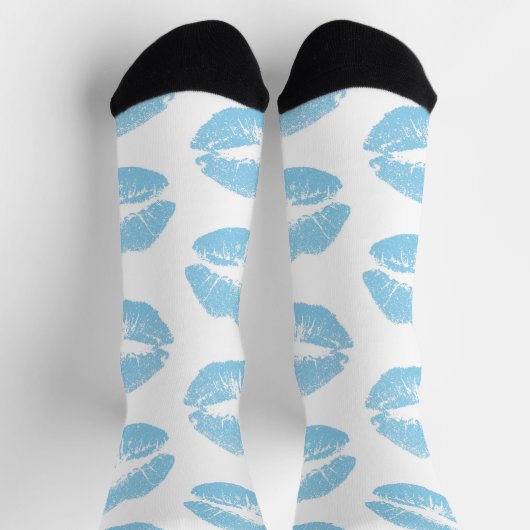 Blaue Lippen, Lippenmuster, blauer Lipstick, Kuss Socken (Oben)