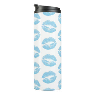 Blaue Lippen, Lippenmuster, blauer Lipstick, Kuss Thermosbecher