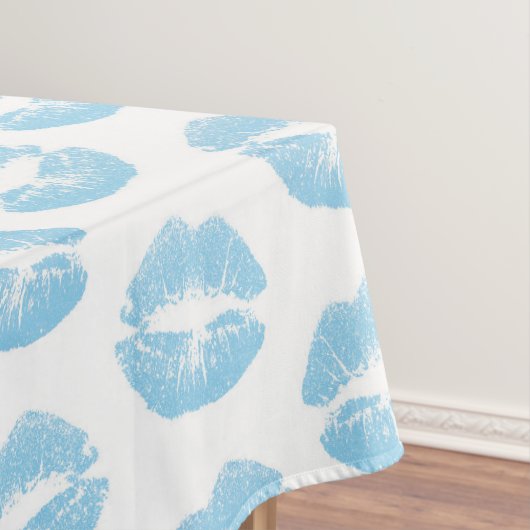 Blaue Lippen, Lippenmuster, blauer Lipstick, Kuss Tischdecke (Beispiel)
