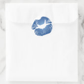 Blaue Lippen Runder Aufkleber (Tasche)