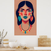 Blaue Lippen und schwarzes Haar Poster (Küche)