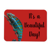 Blaue Lizard, schöner Tag, Rotes Magnet (Horizontal)