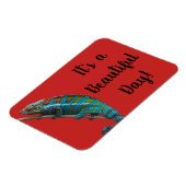 Blaue Lizard, schöner Tag, Rotes Magnet (Linke Seite)