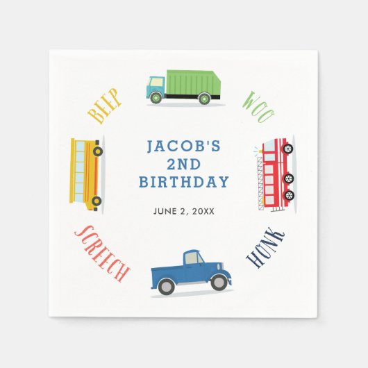 Blaue LKW Geburtstagsparty Serviette (Vorderseite)