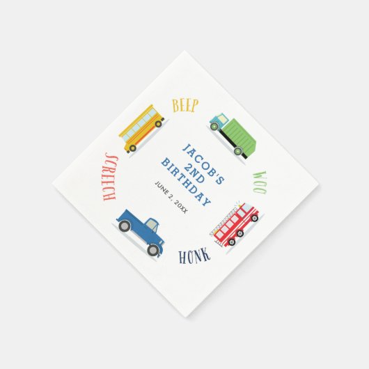 Blaue LKW Geburtstagsparty Serviette (Ecke)