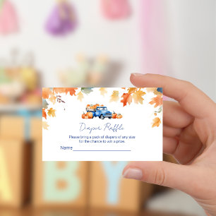 Blaue LKW & Kleiner Kürbis Windel-Raffle-Tickets Begleitkarte