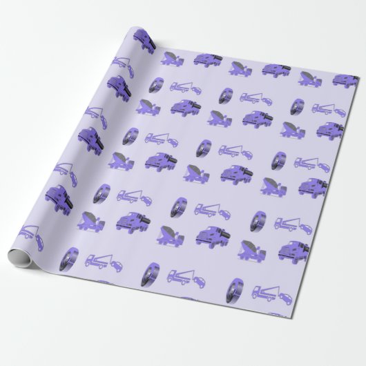 Blaue LKW-Muster Geschenkpapier (Ungerollt)