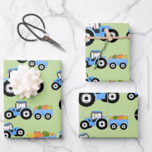 Blaue LKW-Nutzfahrzeug Geschenkpapier Set