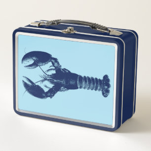 Blaue Lobster der Marine auf Light Blue Metall Lunch Box