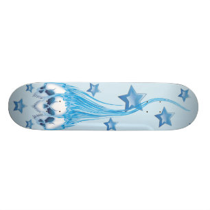 Blaue lodernde Schädel Skateboard