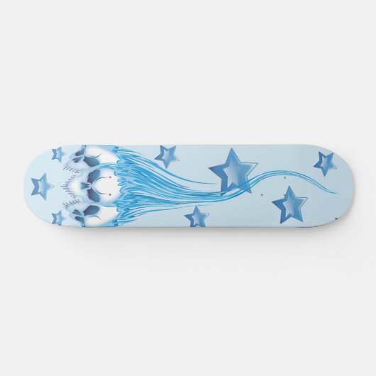 Blaue lodernde Schädel Skateboard (Horizontal)