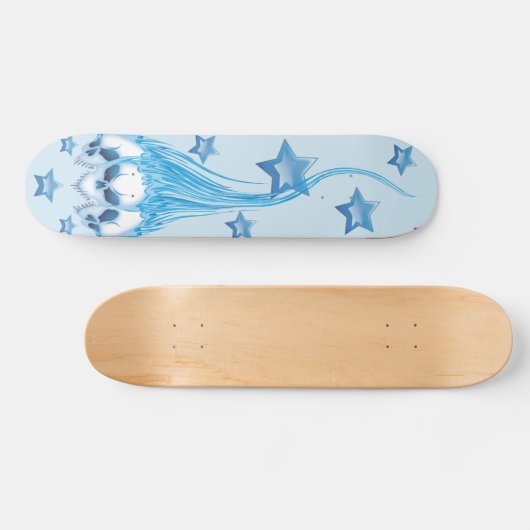 Blaue lodernde Schädel Skateboard (Horizontal)