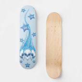 Blaue lodernde Schädel Skateboard (Vorderseite)