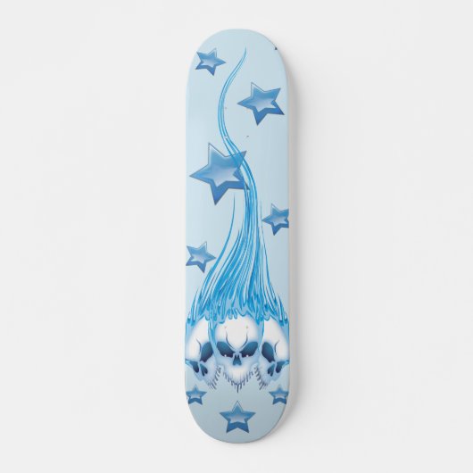Blaue lodernde Schädel Skateboard (Vorne)